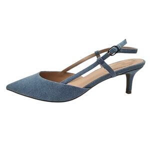 Bandolino Movito Denim Blue Slingback Kitten Heel Pumps